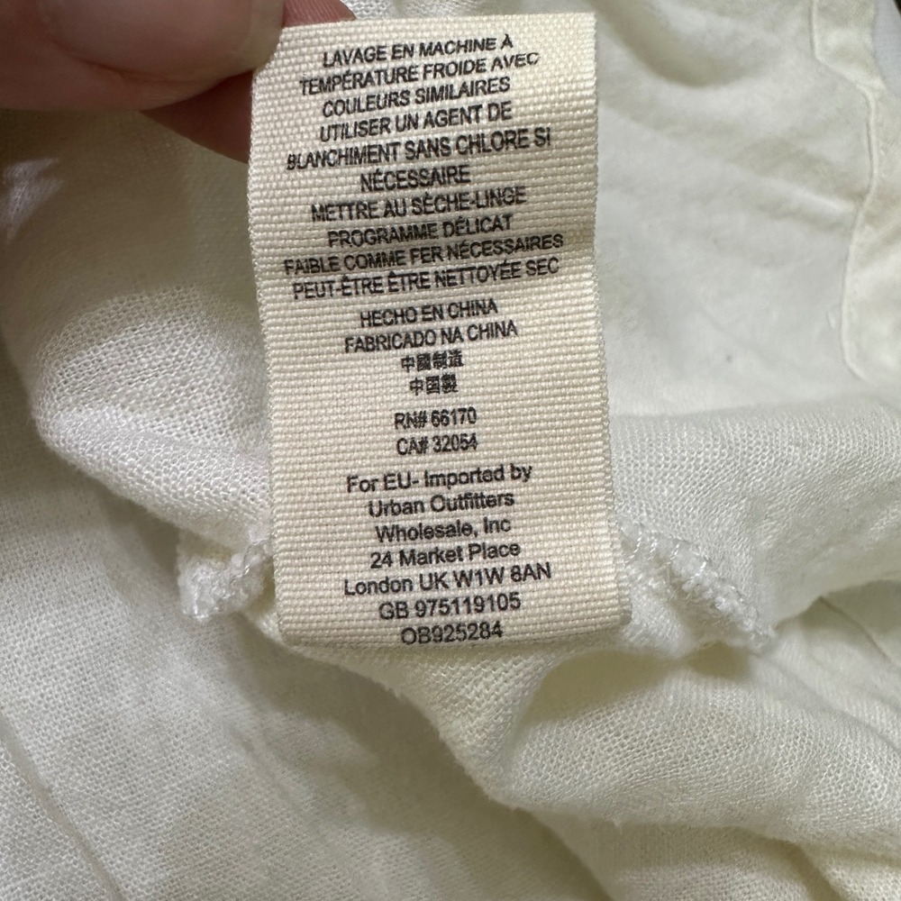 Free People Linen Midi Skirt 6 Ivory Button Boho Coastal Cowgirl Cottagecore - Picture 8 of 11